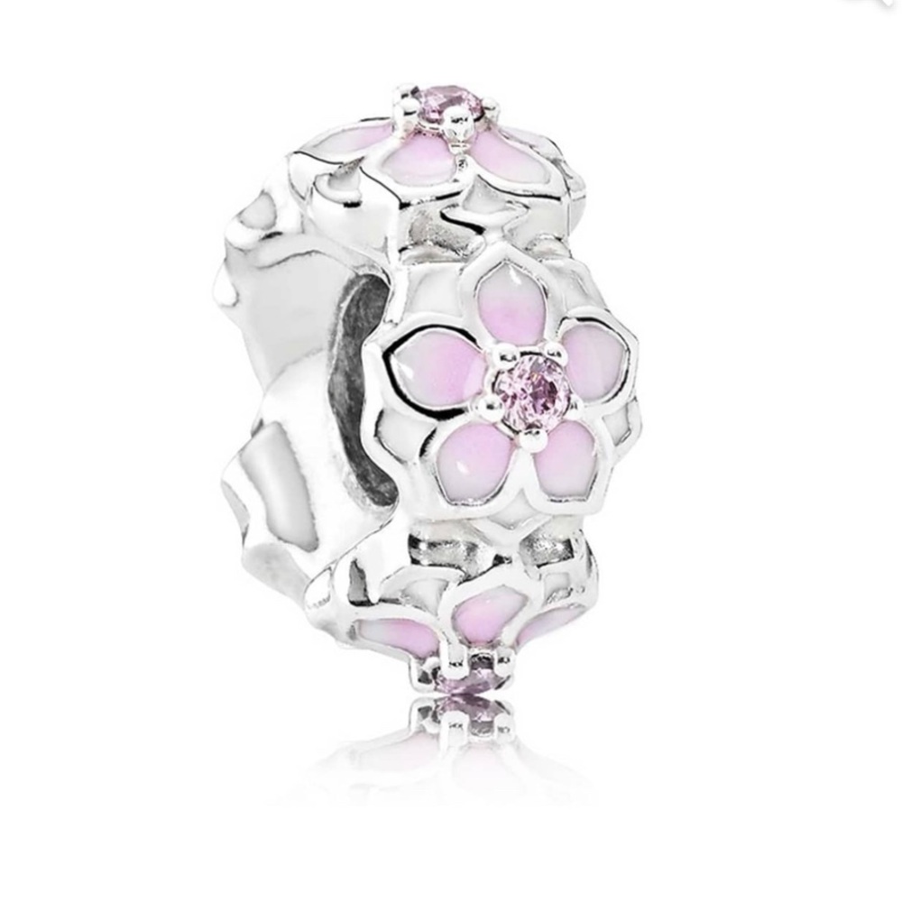 Pandora Pink and Silver Floral Bracelet Charm